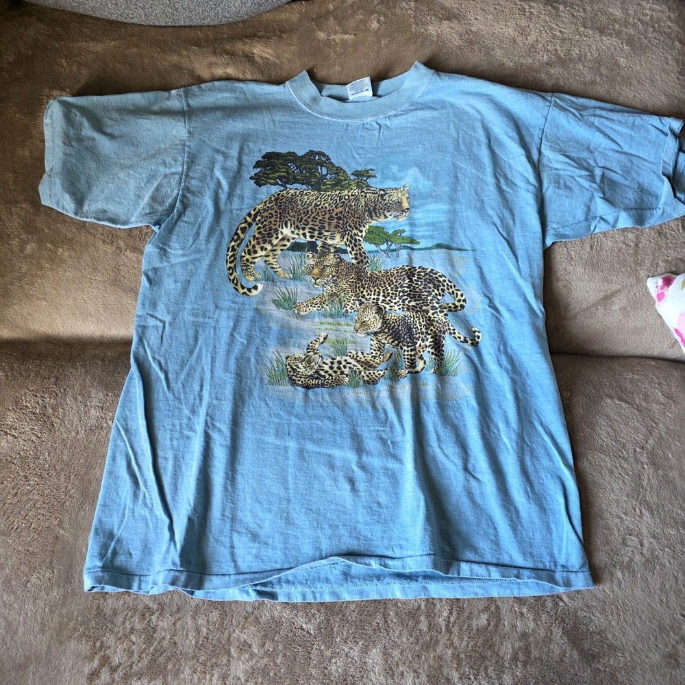 Vintage 90s CRES San Diego Zoo Leopard Shirt XL Harlequin Made in USA Nature...